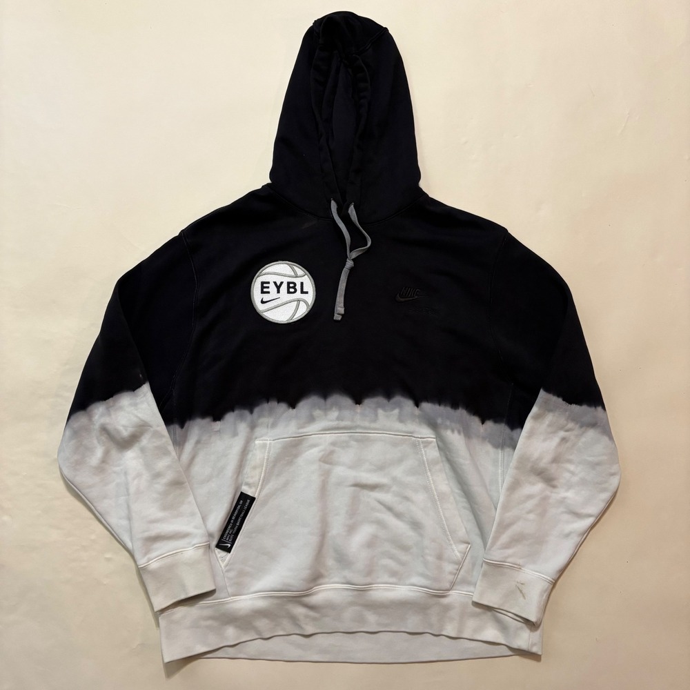 Nike EYBL Elite Youth Basketball League Dip Dye Hoodie Black White XL BV2654-133